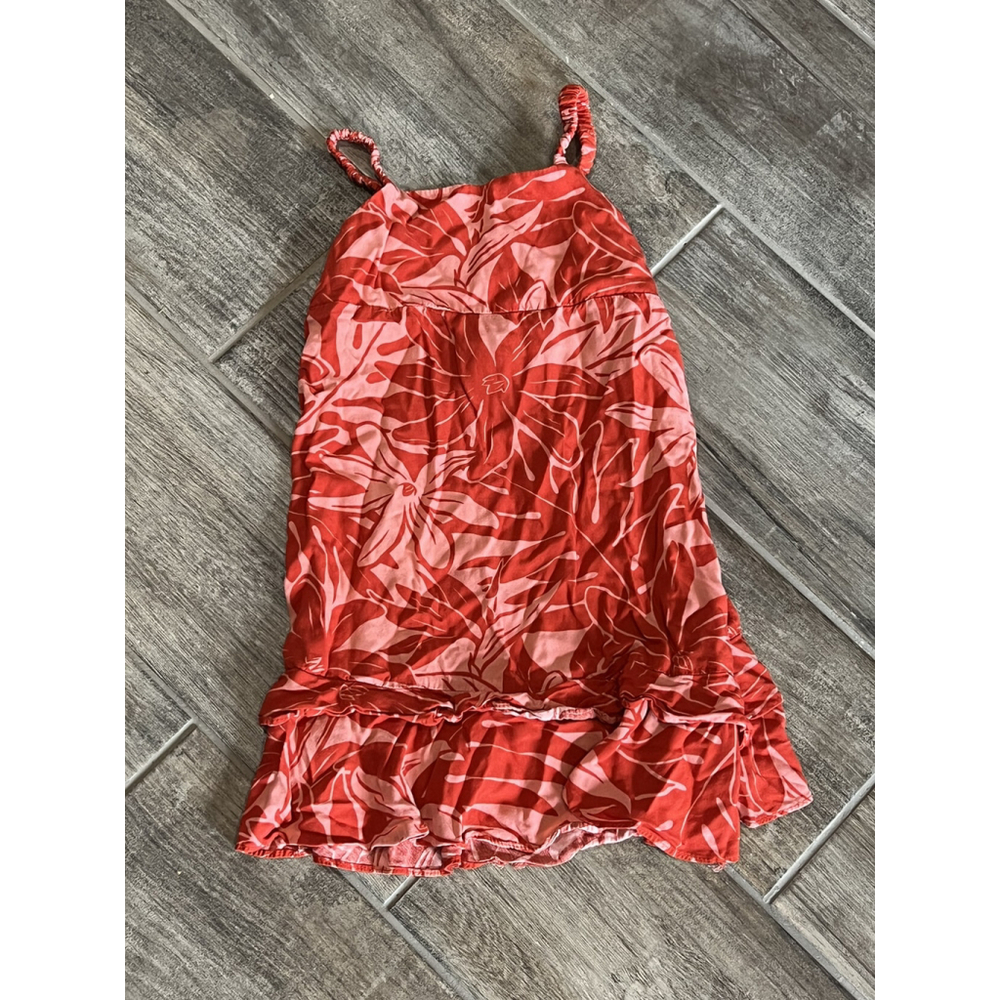 RJC‎ Hawaiian Floral Print Dress Girls Size 6X Red Pink Tropical Aloha